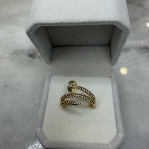 Elegant Gold Plated and CC Nail Ring